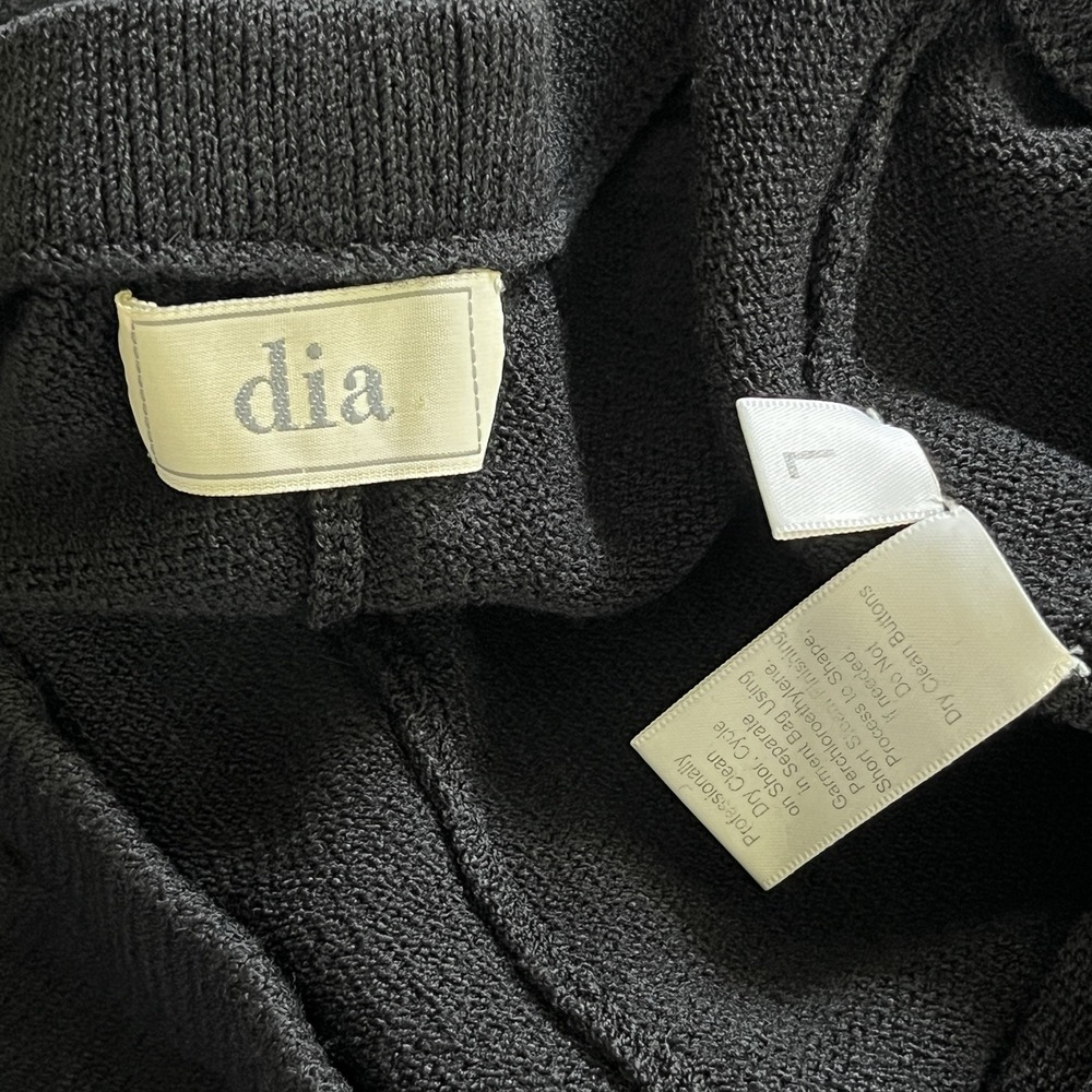 Vintage Dia Black Knit Pants Womens Large Pull On Ribbed Knit Ankle Cuffs - Picture 6 of 6
